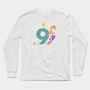 Cute little mermaid nine birthday Long Sleeve T-Shirt